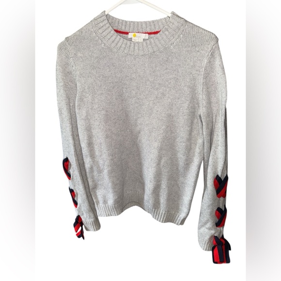 Boden Sweaters - Boden Angelica Gray Cashmere Blend Knit Crewneck Tie Sleeves Sweater Size Small